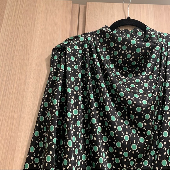 Zara Printed Draped Long Sleeve Blouse - L - Picture 6 of 9